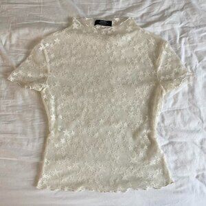 Bershka Starry Mesh Knit Baby Tee